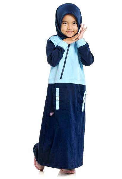 Fashion Gamis Anak Muslim Mutif Kids 66 Biru