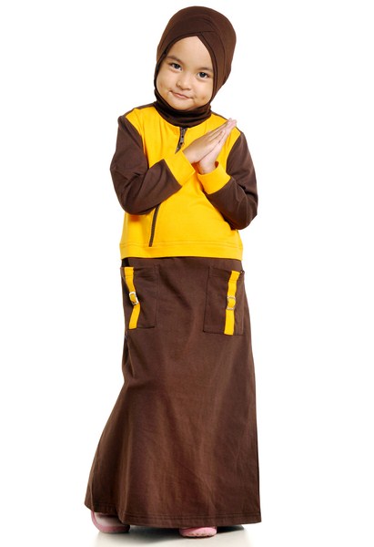 Gamis Kaos Anak Muslim Mutif Kids 66 Coklat